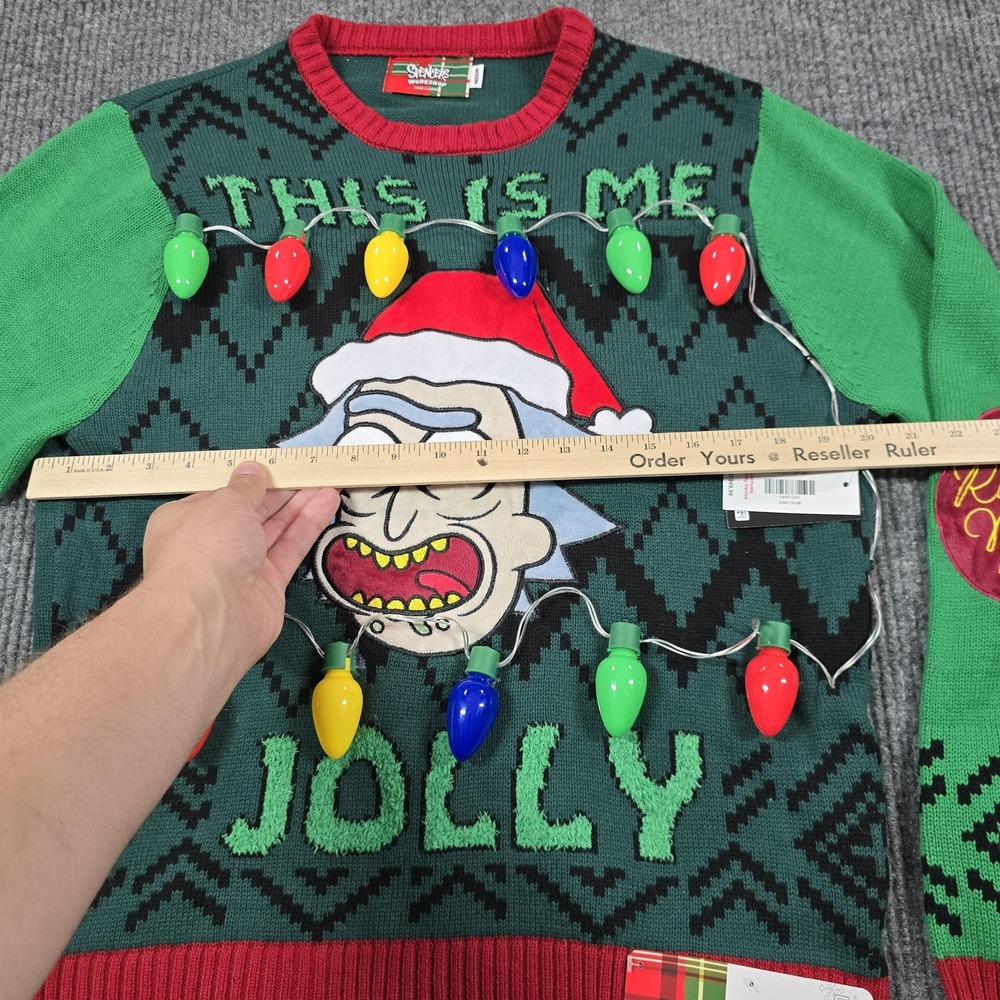 Spencer's Workshop Sweater Mens Medium Rick And Morty Light‎ Up Ugly Xmas - Picture 11 of 14